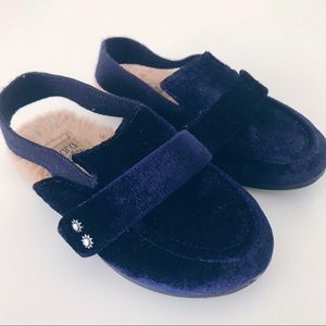 Blue Velvet Slingback Slipper Style Loafer
